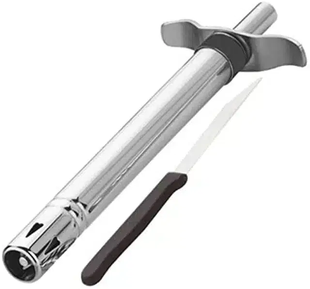 Gas Lighter for Kitchen Stove with Stainless Steel Knife, Pack of 2, Silver