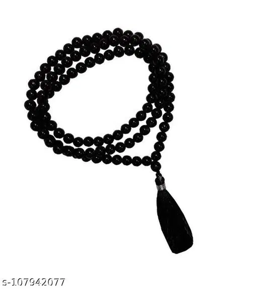 Black Agate Hakik Japa Mala Stone Chain for Men (Black)