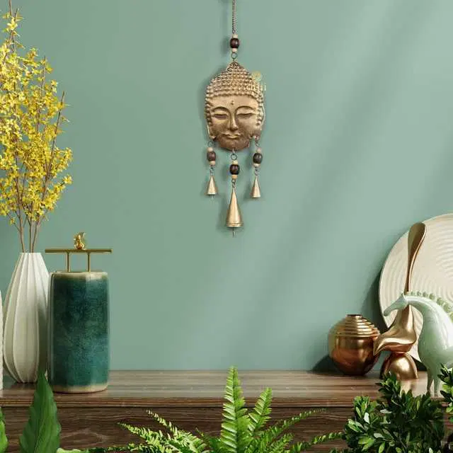 Metal Buddha Wall Hanging, Golden, Du-072