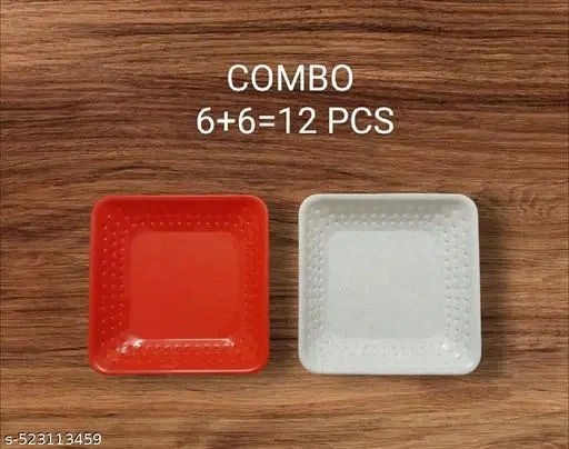 Plastic Plates for Kitchen, Multicolor, Pack of 12