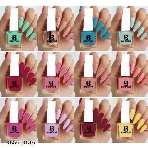 Banetion Matte Nail Polish, Multicolor, Pack of 12