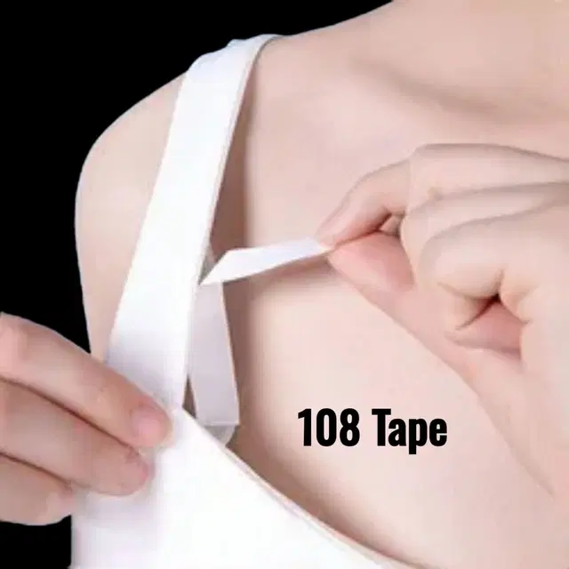 Acrylic Film Clothing 108 Double Sided Tape Strips, Transparent, Set of 1