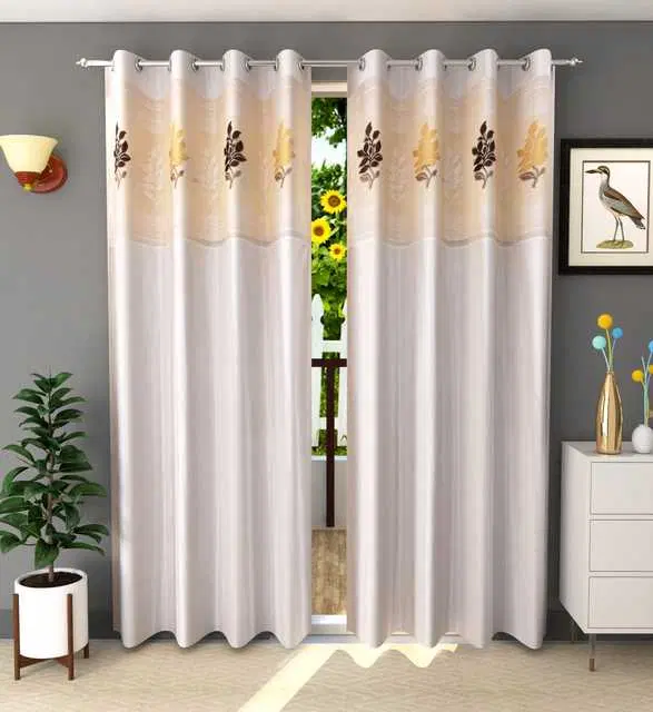 Homefab Polyester Curtains, Cream, 5 Feet, HF-212