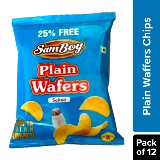 Samboy Plain Waffers Chips 12X13 g (Pack of 12)