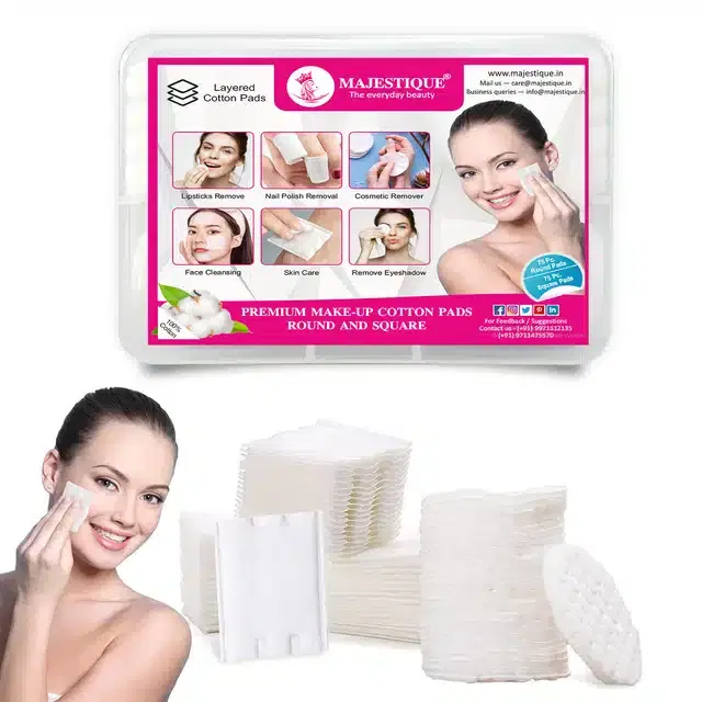 150 Pcs Make-Up Removal Cotton Pads, White, Ser of 1