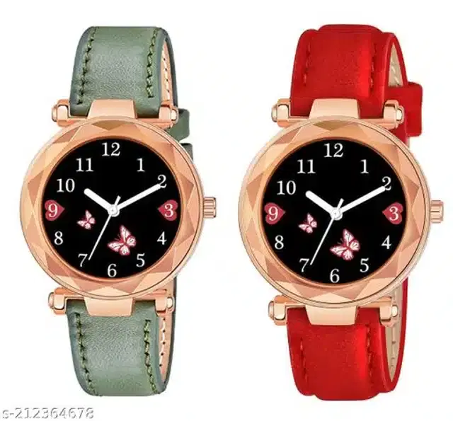 Analog Watch for Women, Pack of 2 (Multicolor)
