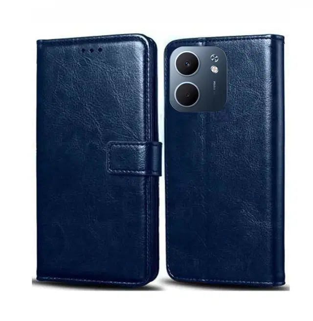 Artificial Leather Flip Cover For Oppo Cph2733 / A5X 5G, Blue