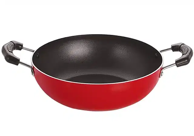 Classic Aluminium Non Stick Kadai, Red, 1.5 L