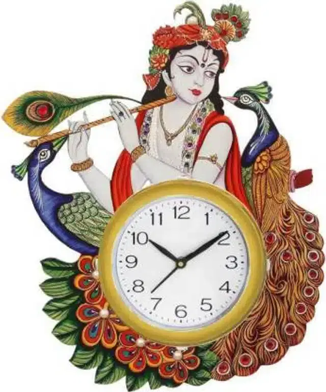 Wooden Wall Clock for Office and Living Room, Multicolor