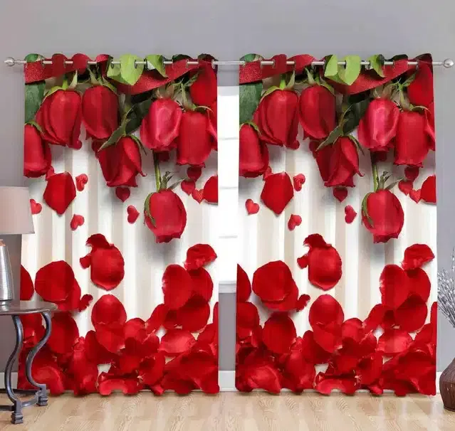 Polyester Printed Window & Door Curtains, Pack of 2, Multicolor, 5 feet