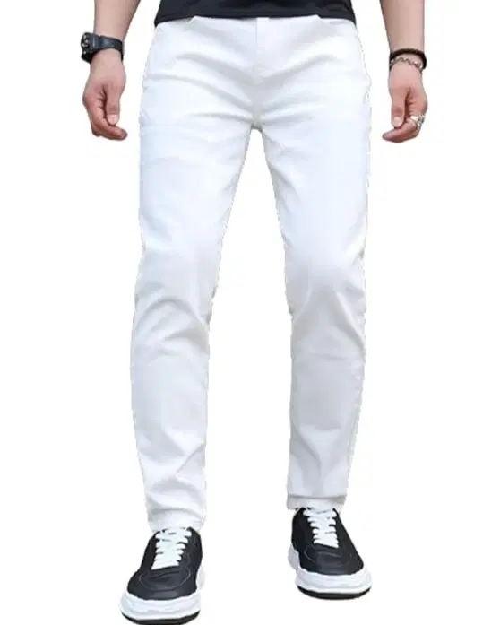Denim Slim Fit Jeans for Men (White, 28)
