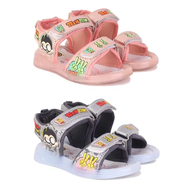 Sandals for Kids, Pack of 2 (Multicolor, 9 C)