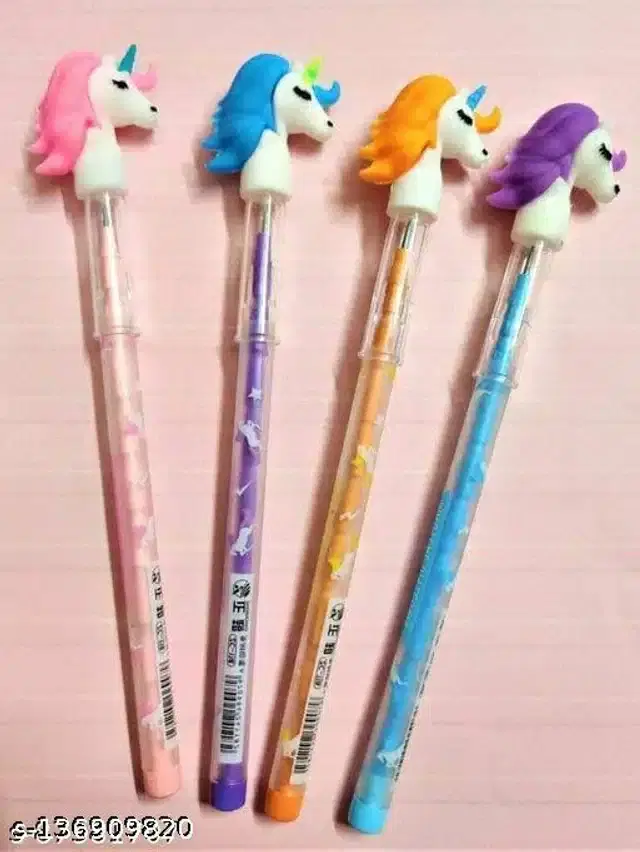 Unicorn Push Pencils, Multicolor, Pack of 4