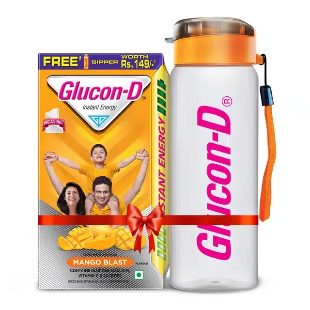 Glucon-D Instant Energy Health Drink Mango Blast 1 Kg (Refill) + Free Sipper