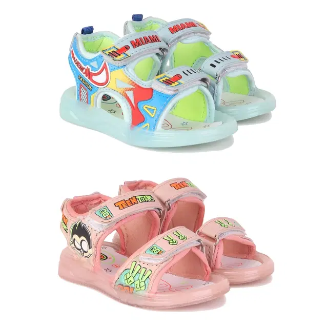 Sandals for Kids, Pack of 2 (Multicolor, 9 C)
