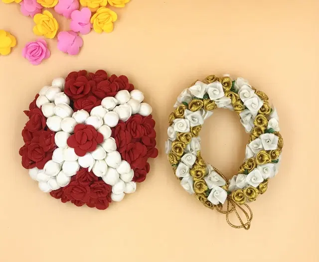 Artificial Flower Reusable Handcrafted Gajra for Women, Pack of 2 (Multicolor)