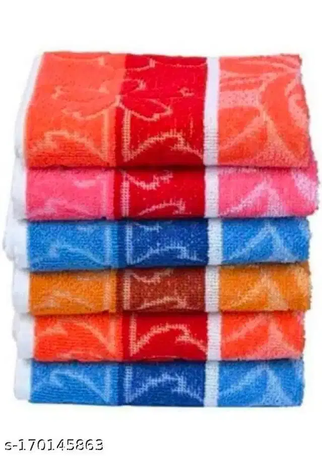 Cotton Hand Towel, Multicolor, 20x10 inches, Pack of 6