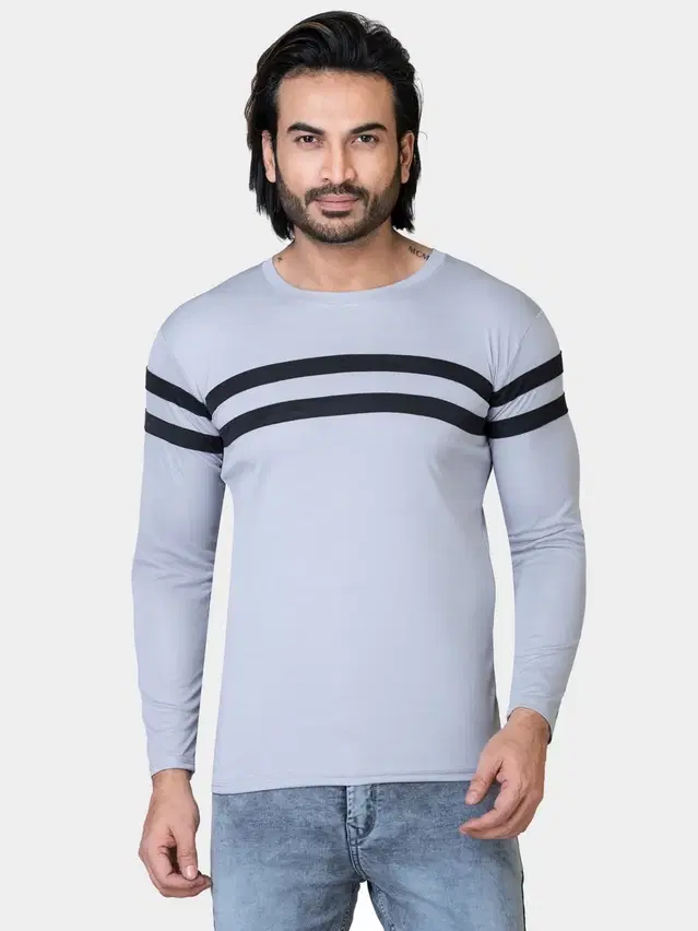 Cotton Blend Round Neck T-shirt for Men, Grey (XS)