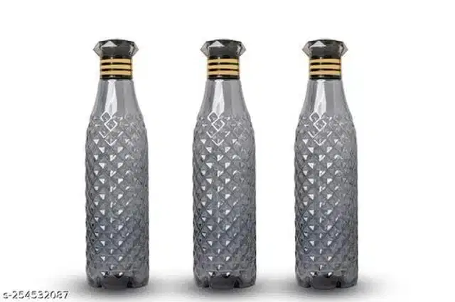 Plastic Water Bottle, Black, 1000 ml, Pack of 3