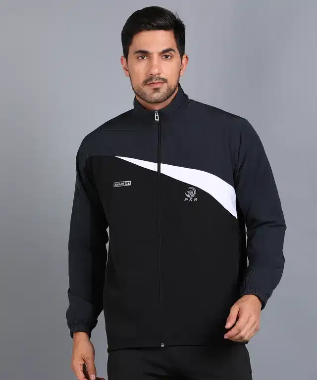 Full Sleeves Solid Sports Jacket for Men (Dark Grey, S)