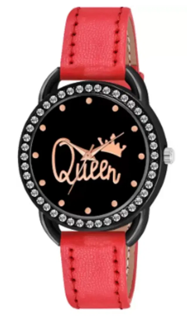 Analog Watch for Women & Girls (Red)