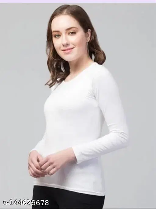 Cotton Casual Wear Top & Bottom Sets for Women (White, S)