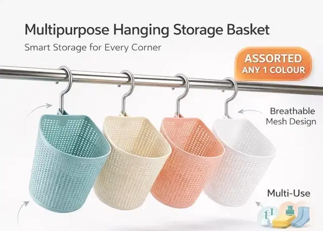 Hanging Shelf Storage Plastic Baskets kitchens or bathrooms organizer Assorted Any 1 Design