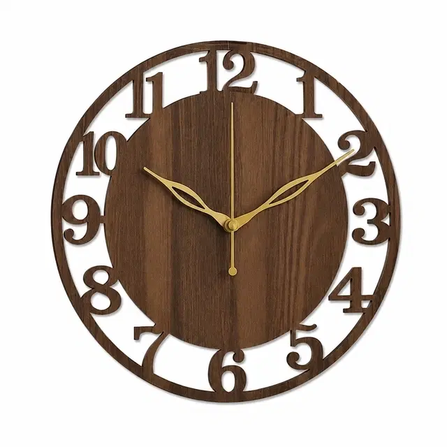 Plastic Wall Clock, Medium [11" × 11"] (Brown)