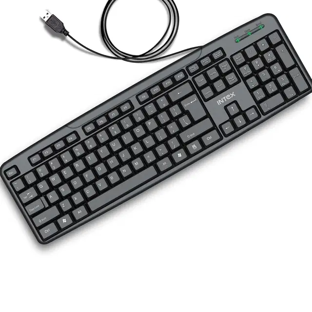 Intex Corona-g Wired Keyboard With 8 Million Clicks| Anti-Slip | Durable And Strong Abs Material | Retractable Stand | Uv Coated Keys | 1.2m Cable (Black)