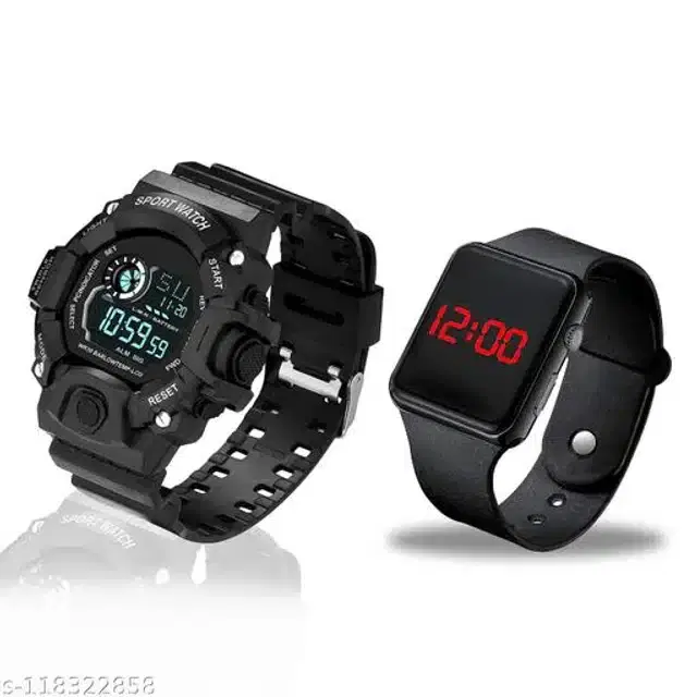 Sports with Digital Watch for Mens & Boys, Set of 2 (Multicolor)