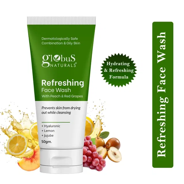 Globus Naturals Refreshing Face Wash With Peach & Red Grapes 50 g