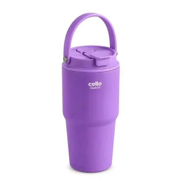 Cello Quench Go Vacusteel Carry Bottle, 600 ml, Purple | Pack Of 1 | Hot & Cold Up To 24 Hours | Leak-Proof Cap