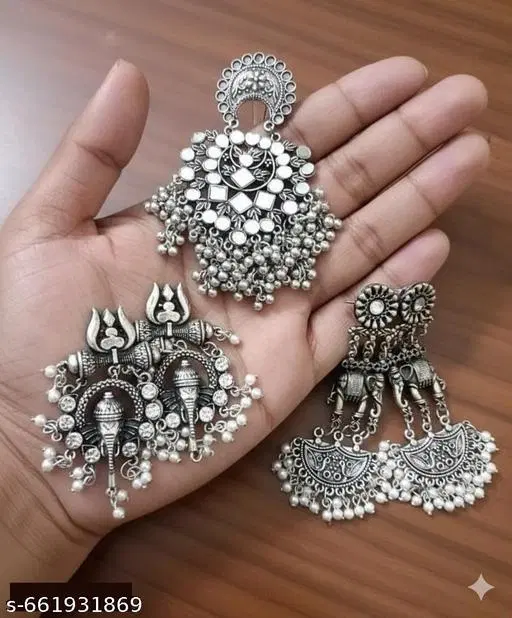 Samridhi Combo Pack of 3 Oxidised Earring