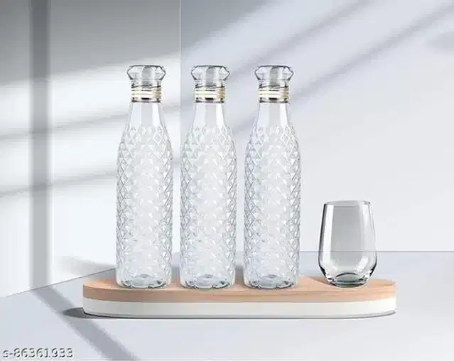 Water Bottles, Transparent, 1000 ml, Pack of 3