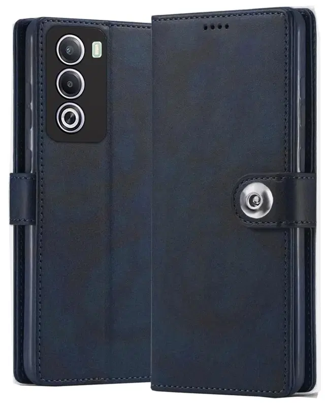 Artificial Leather Mobile Flip Cover for itel C671L / Itel_City 100 (Blue)
