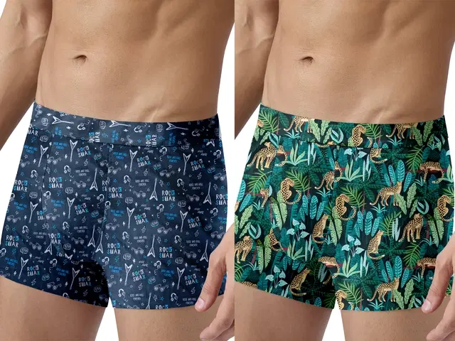 Nylon Printed Trunks for Men, Pack of 2 (Multicolor, S)