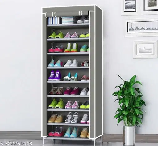 Metal 9 Layer Collapsible Multipurpose Rack, Grey