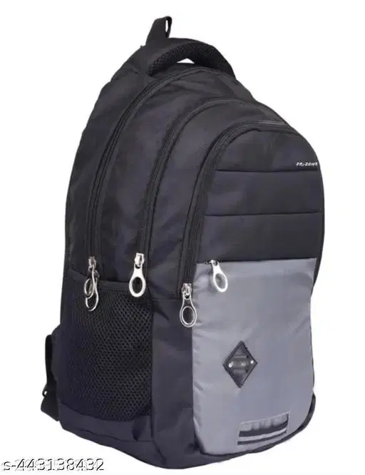 Polyester Backpack for Men & Women, Black & Grey, 35 L