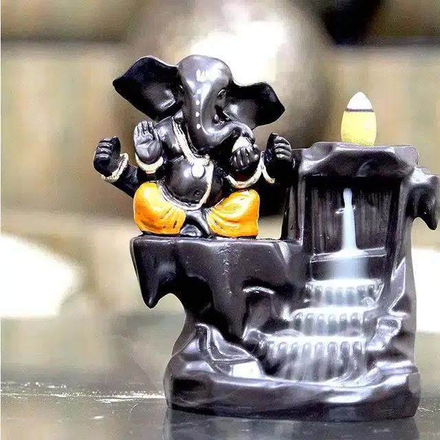 Ganesh Smoke Backflow Cone Incense Holder, Black