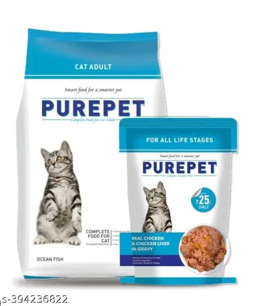 Purepet Adult Ocean Fish with Cat Food, Set of 2
