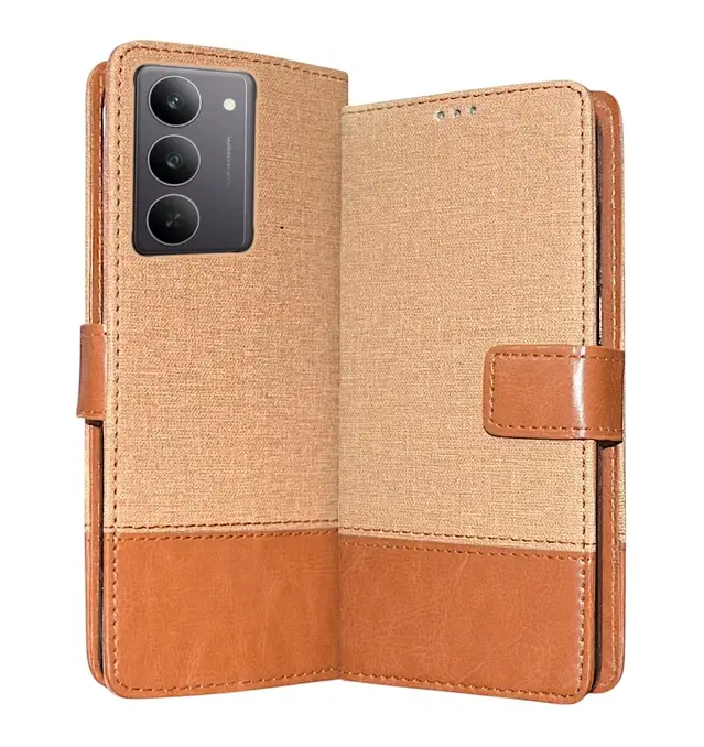 Artificial Leather Mobile Flip Cover for Realme Rmx3944 / P3X 5G / 80X, Brown