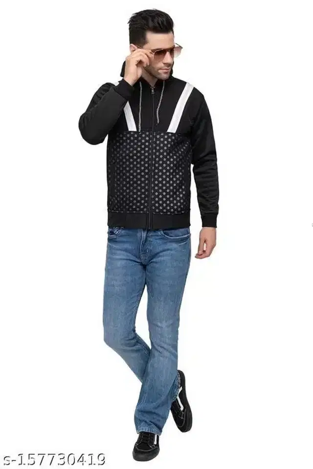 Polyester Jacket for Men (Black, M)