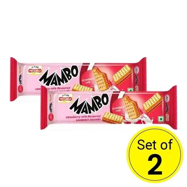 Priyagold Mambo Strawberry Milk Biscuit 70 g (Pack of 2)