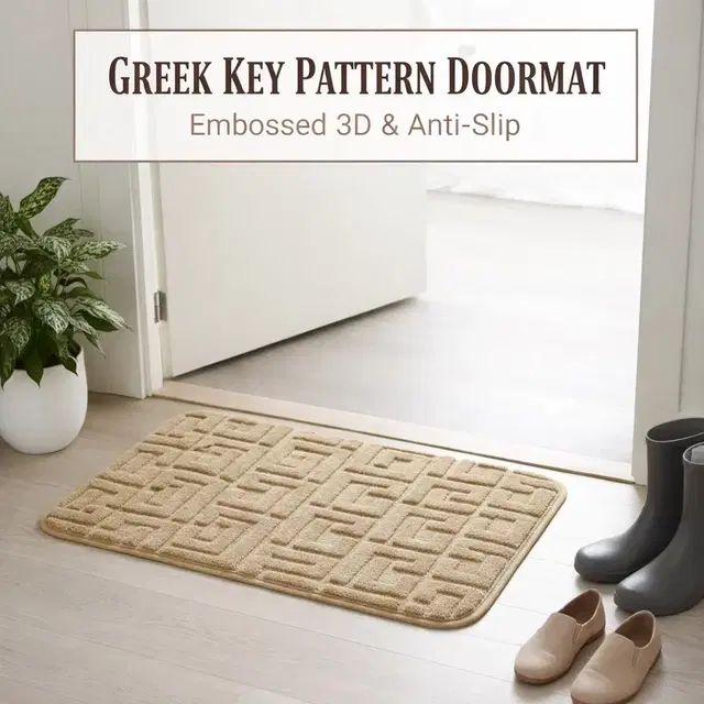 Greek Key pattern Emboss 3D anti-slip Door Mat (40*60 cm)