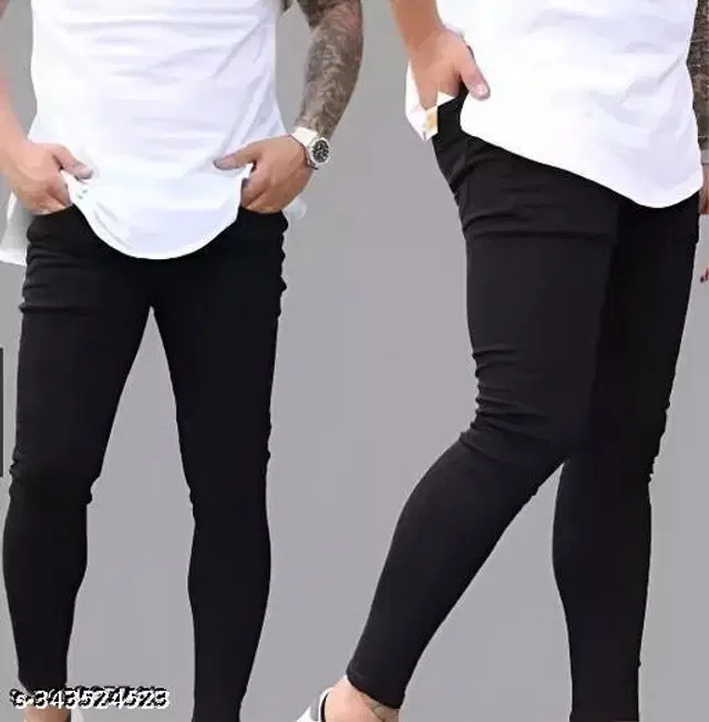 Denim Slim Fit Jeans for Men (Black, 28)