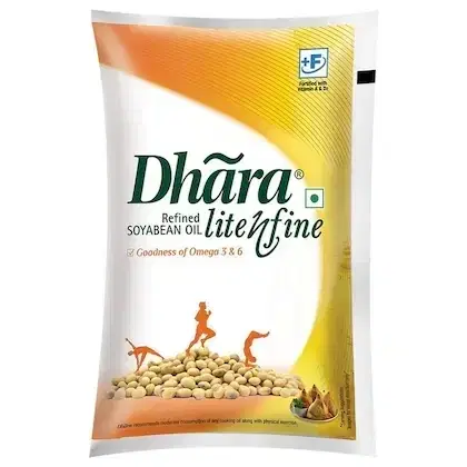 Dhara Refined Soyabean Oil 1 L (Pouch)