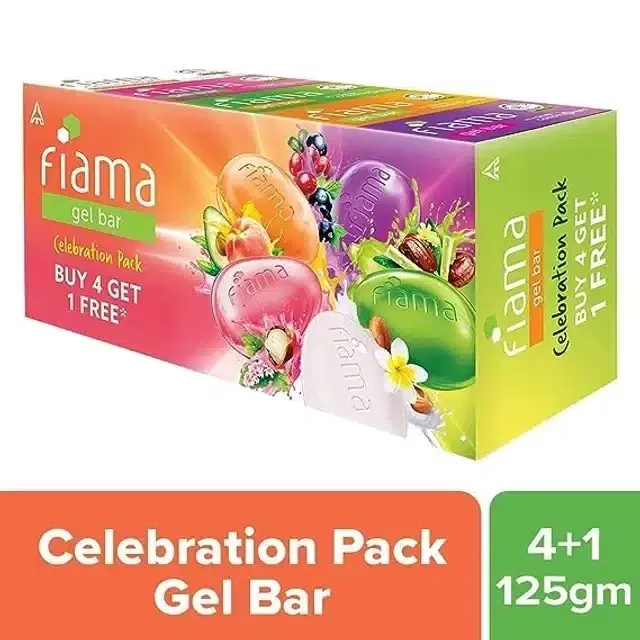 Fiama Gel Bar Celebration Pack With 5 Unique Gel Bars Soap 125 g (Buy 4 Get 1 Free)