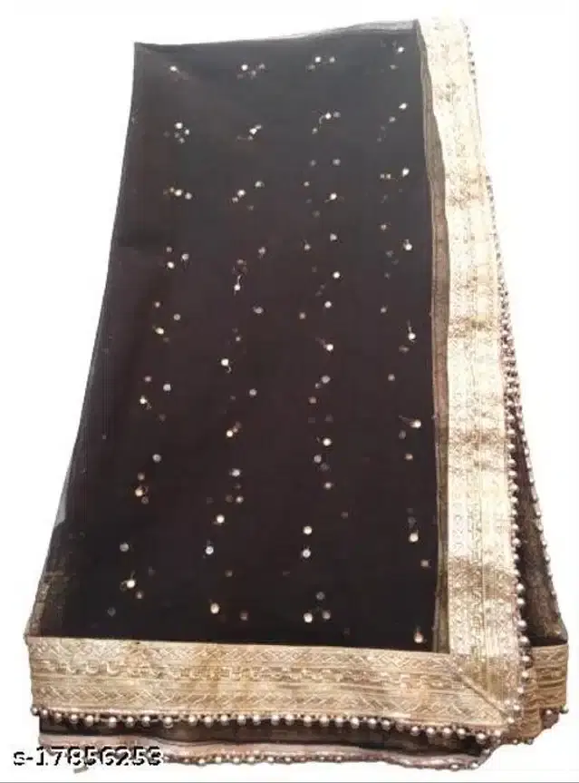 Bridal Netted Dupatta (Black, 2 m)