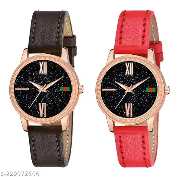 Analog Watch for Women, Pack of 2 (Multicolor)