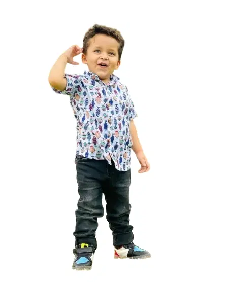 Cotton Blend Printed Shirt For Boys, Wight Multi (1-2 year)